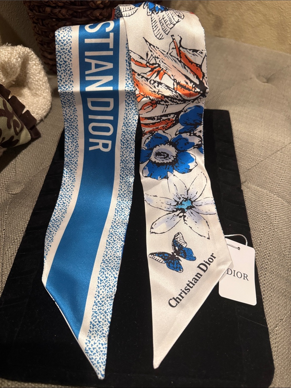 NEW Dior 100% Silk Twillie Scarf Tie